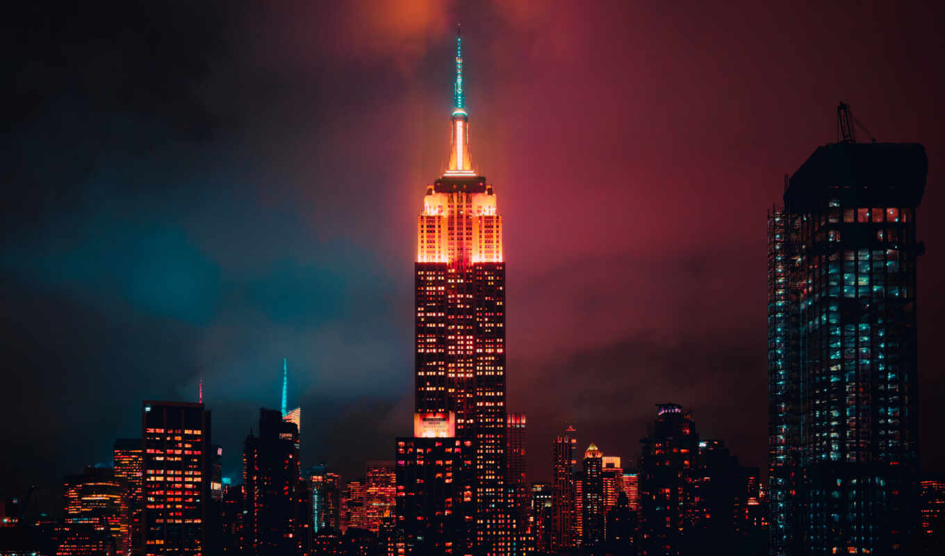 city, night, USA, cloud, skyscraper