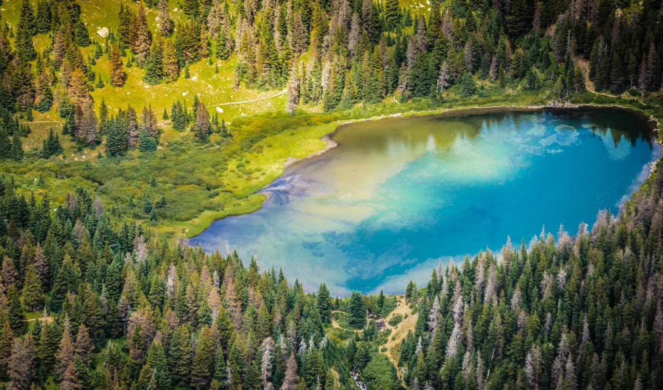 lake, tree, water, forest, mountain, body, coniferous, fore, temperate