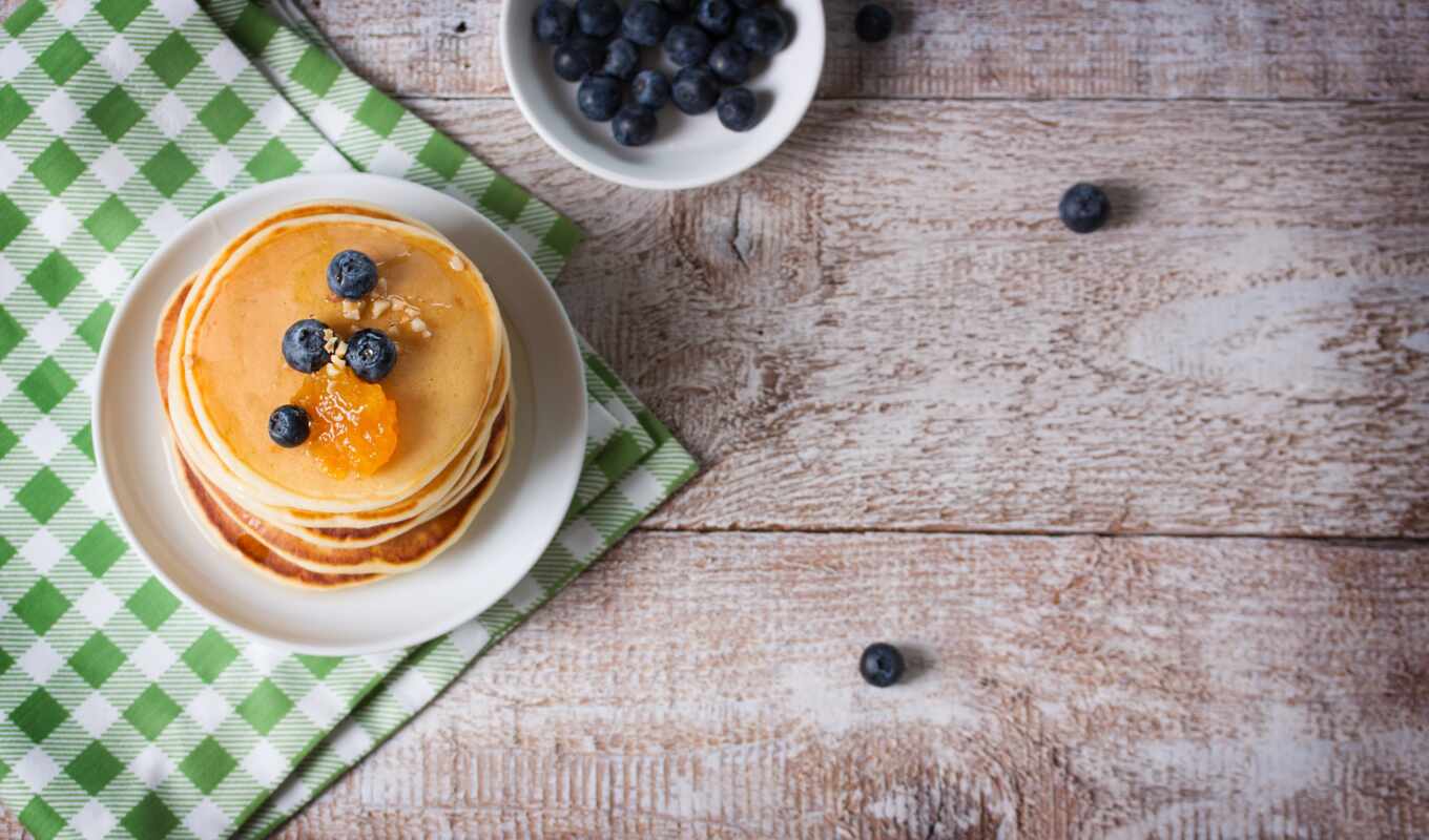 the bowl, honey, juice, breakfast, blueberries, meal, pancake