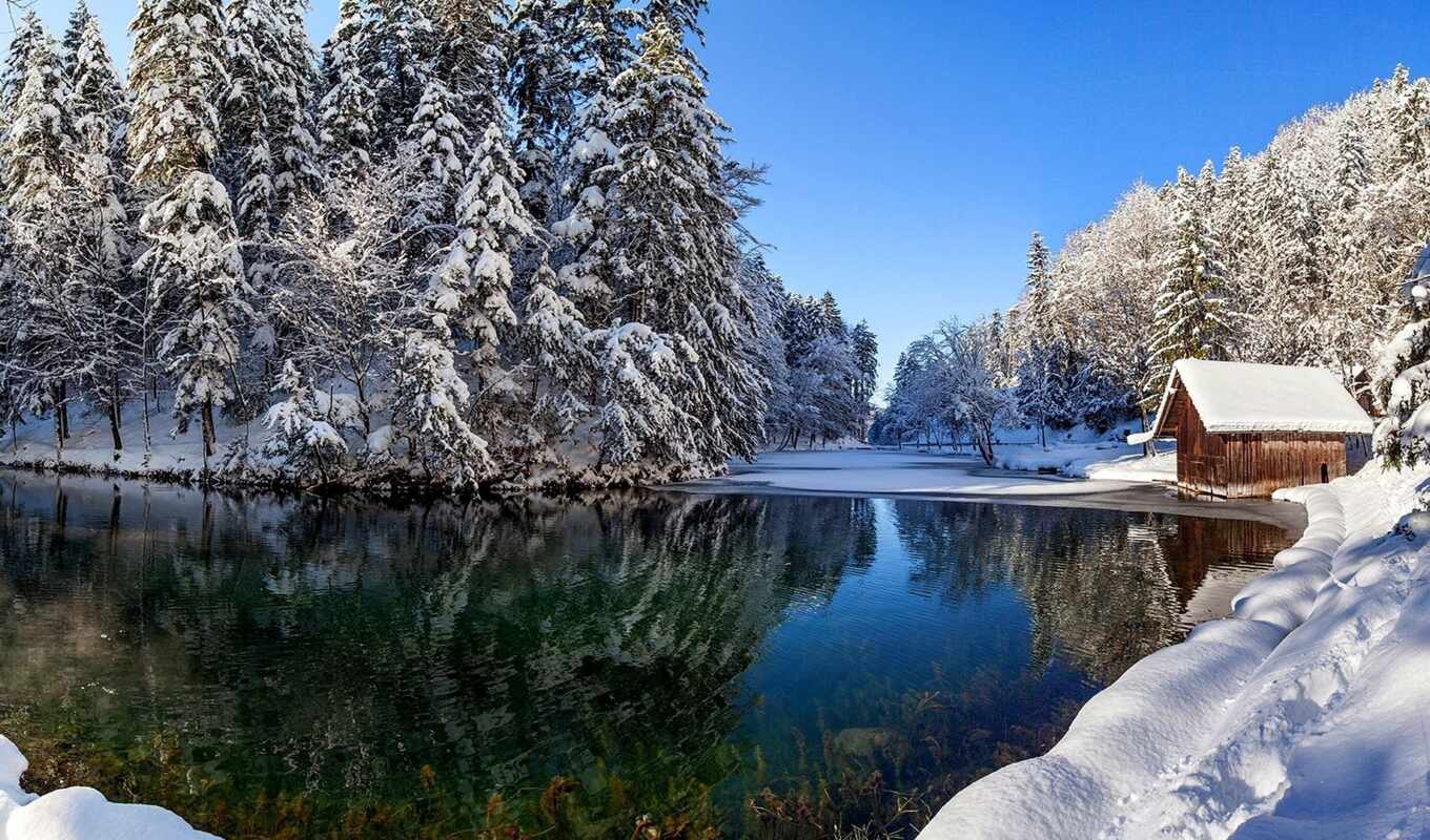 озеро, природа, winter, landscape, река, oir