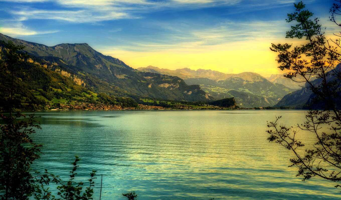 озеро, природа, небо, деревня, озера, бирюзовое, горы