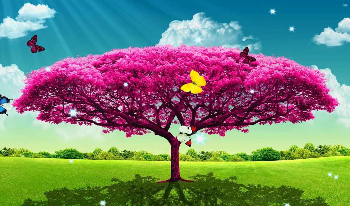 tree, pink, beautiful