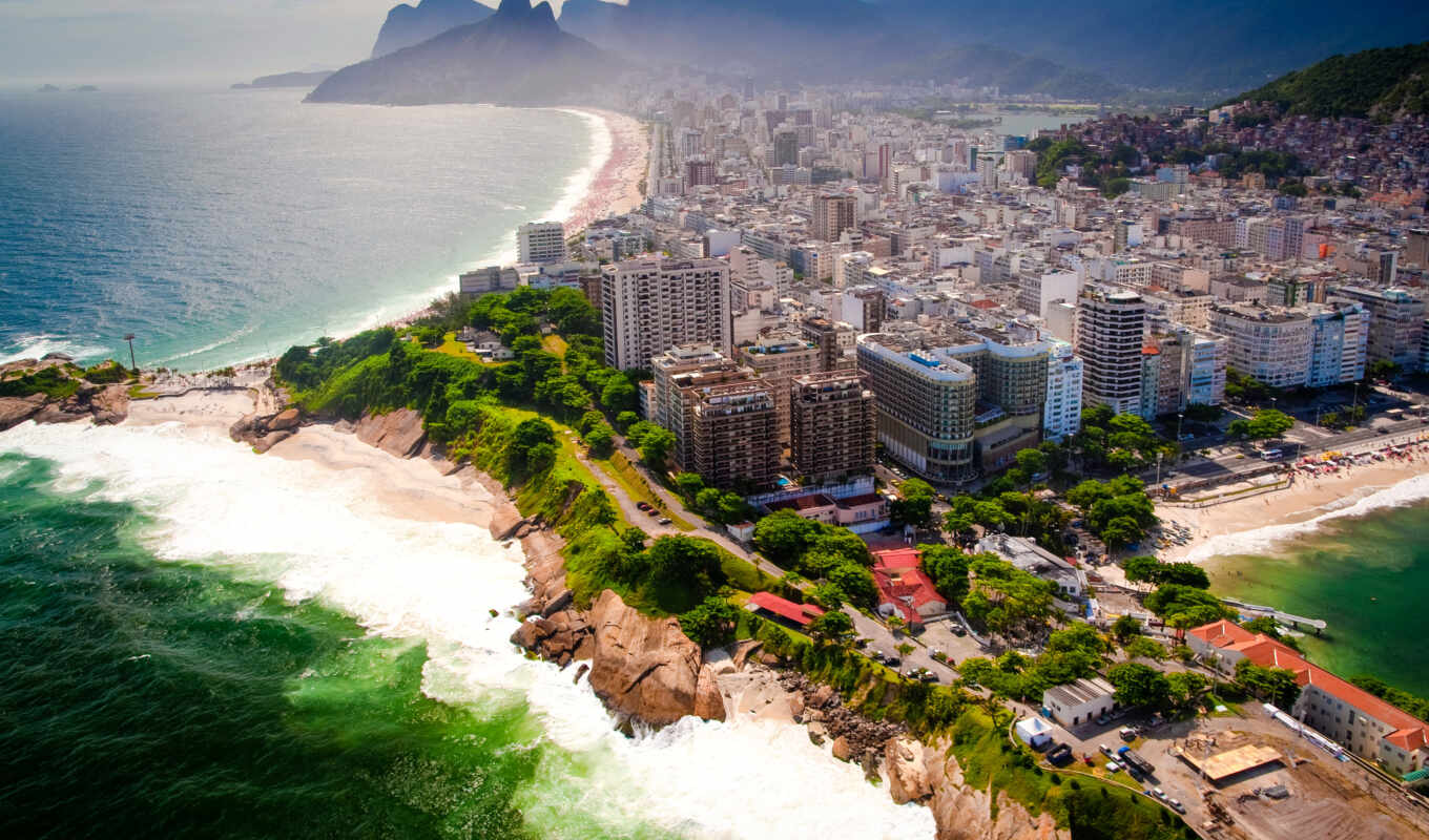 cities, landscape, sea, coast, megapolis, panorama, rio, brazilian, January, mountains