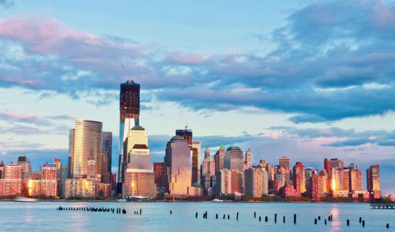 new, city, evening, building, skyscrapers, new, USA, usa, york, megapolis