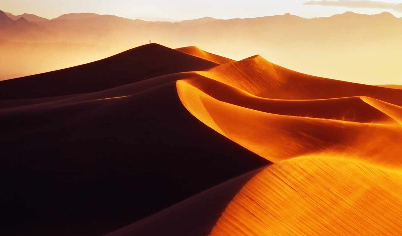 man, light, sand, links, morning, desert, the, dunes