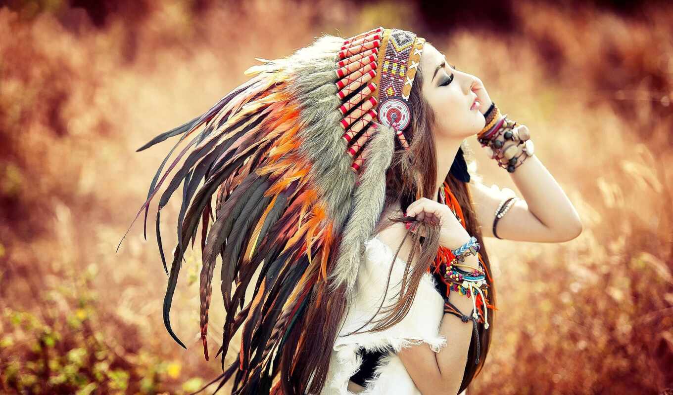 girl, woman, picture, american, indian, stylus, a feather, drawing, the native