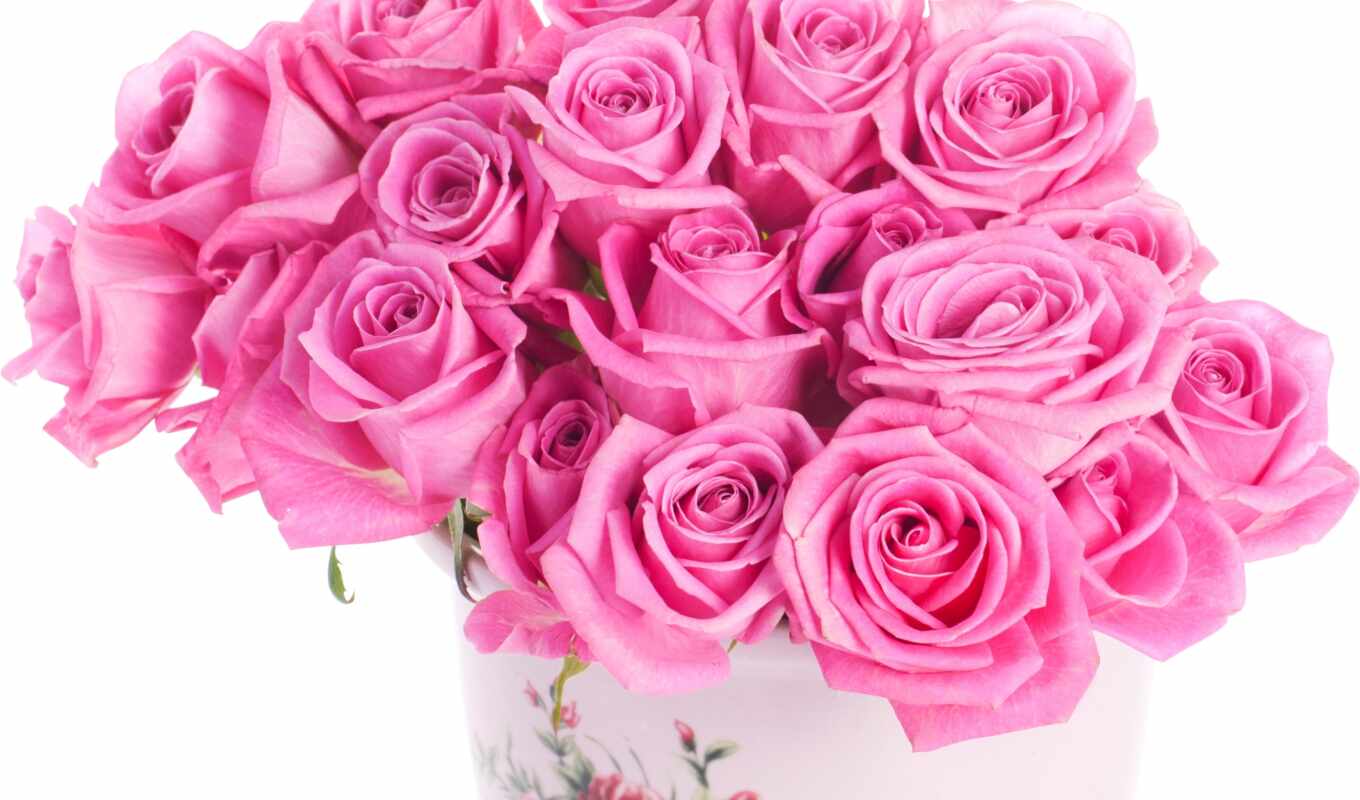 flowers, rose, pink, bouquet, png, vase