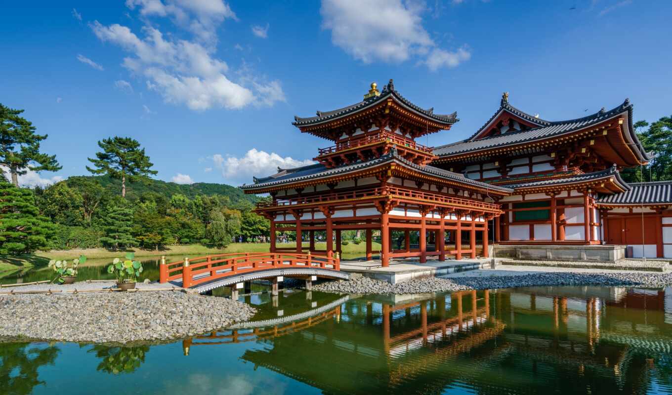 photo, temple, japanese, hall, Japan, buddhist, phoenix, kyoto, temple, byodo, byodoin
