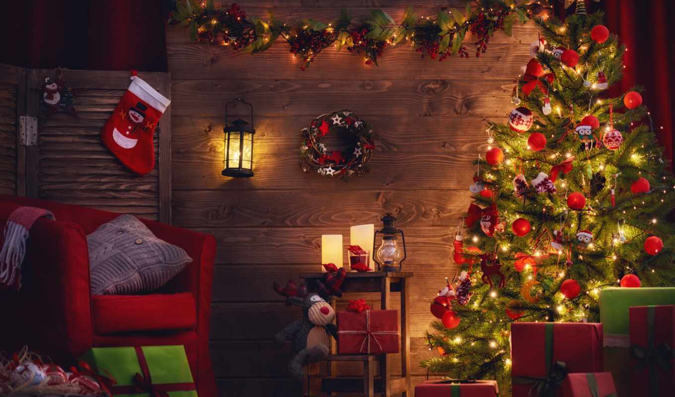 room, picture, new, lights, year, holiday, room, charge, gifts, Christmas tree, painted