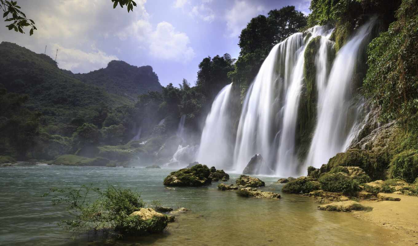 nature, big, mouth, wave, river, waterfall, border, amazon, rainforest, ban, vietnam