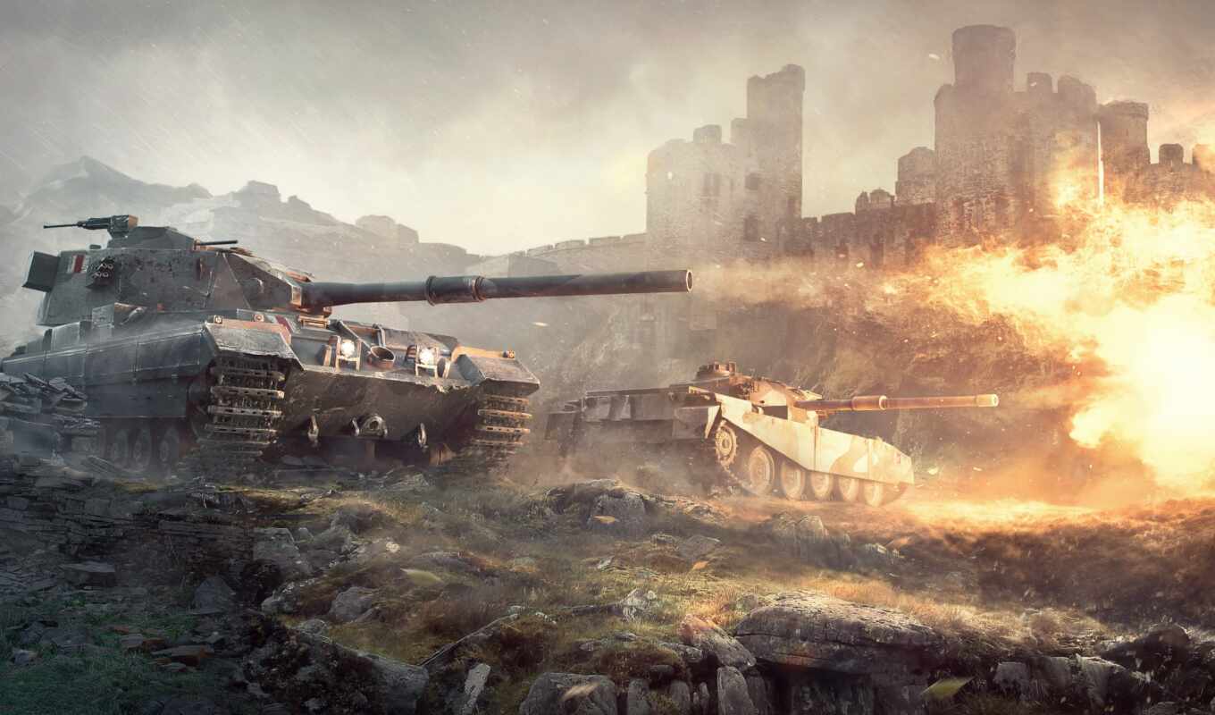picture, world, fire, from behind, british, tanks, wot, blitz
