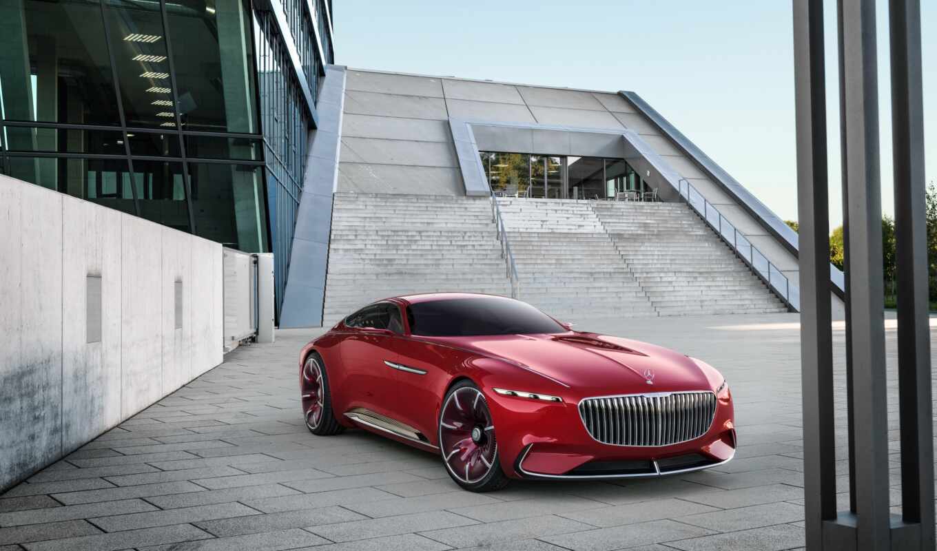 red, gallery, car, luxury, maybach, coupe, concept, vision, electric, rare, mercede