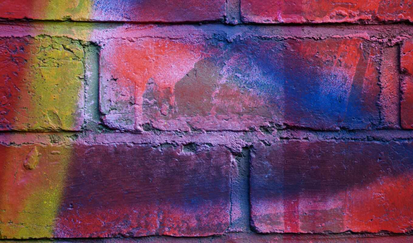 wall, telephone, mobile, mac, texture, a laptop, tablet, multicolor, brick