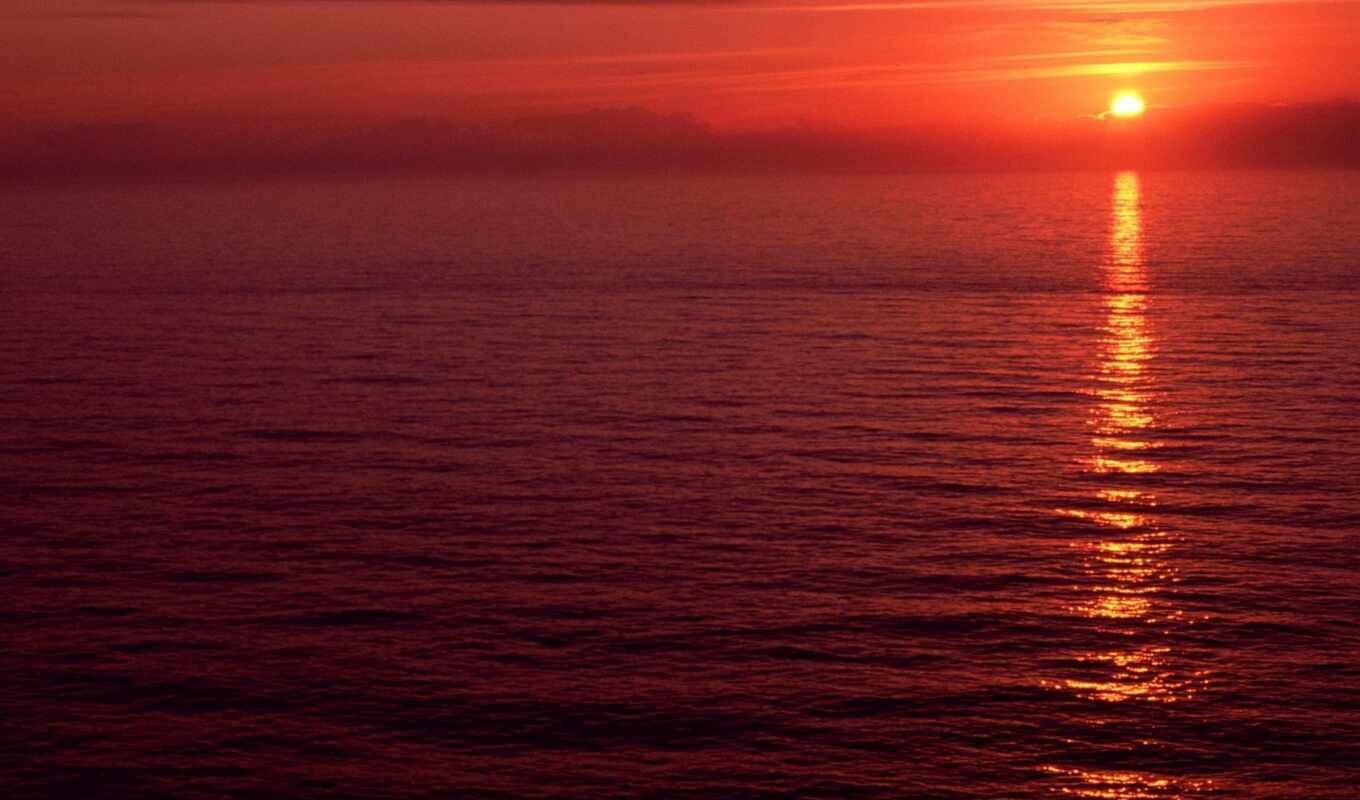nature, red, sunset, ocean