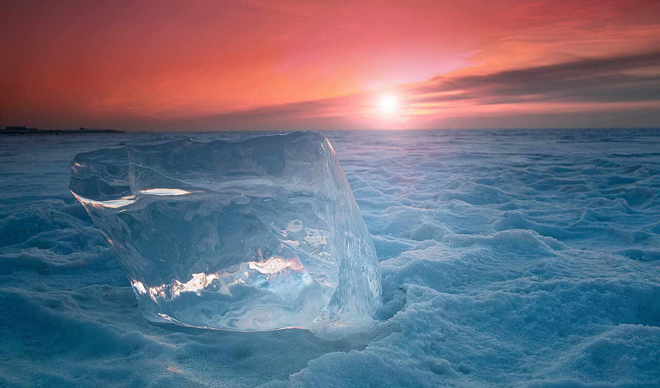 ice, sunset, snow, cold, ledina