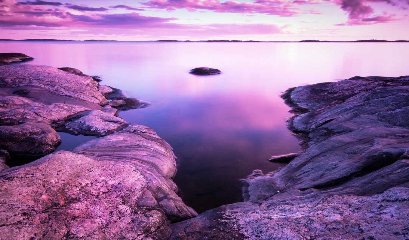 lake, nature, sky, background, purple, sunset, rock, landscape, pink, scenery, pxfuelpage