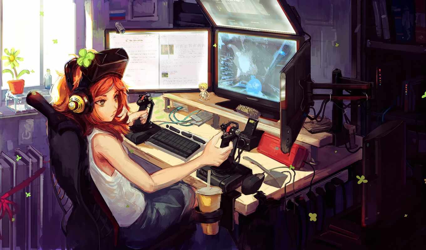 art, girl, game, a computer, background, room, anime, james, rare, Vivien, pxfuelpage