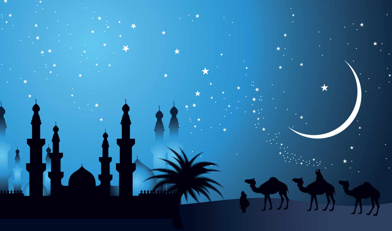 восток, бедуины, месяц, минареты, купола, верблюды, desktop, ramadan, night, images, free, 