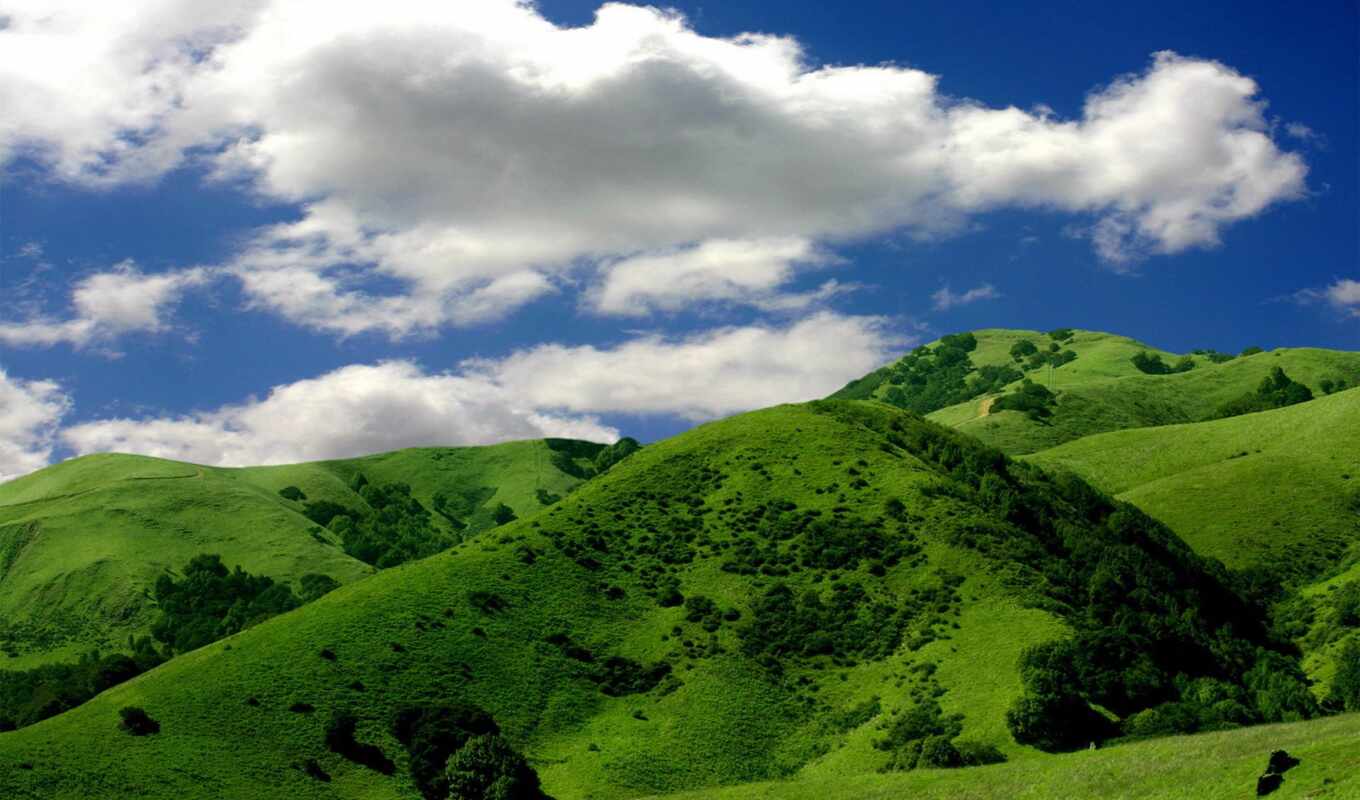 небо, зелёный, зеленые, монро, marilyn, oblaka, горы, холмы, фотообои