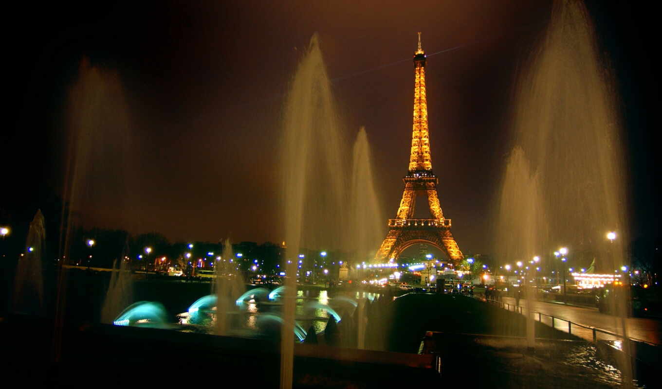 large format, night, lights, Paris, Eiffel, tower, Berlin, eiffel, turret