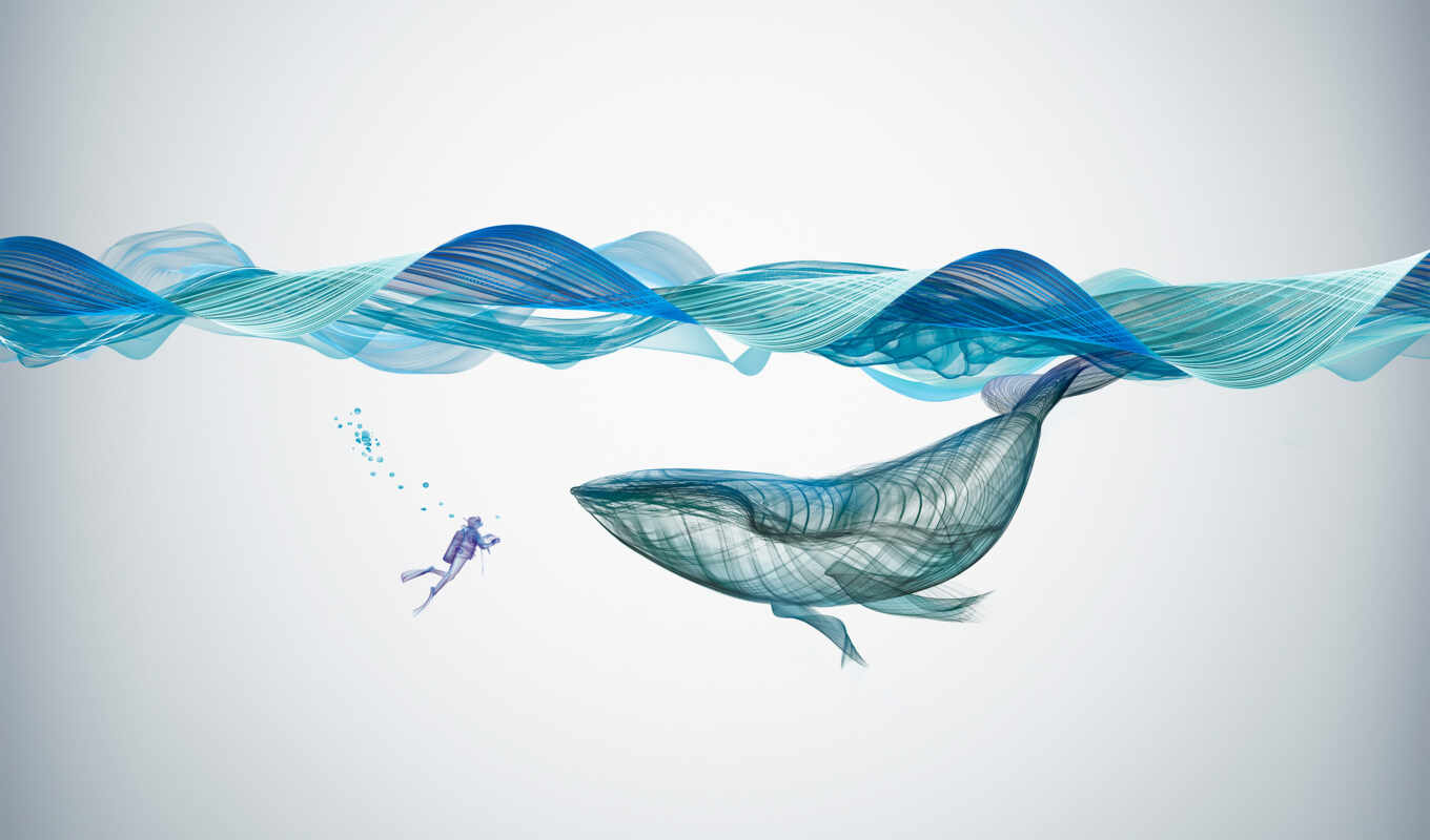 art, abstract, креатив, кит, waves, underwater