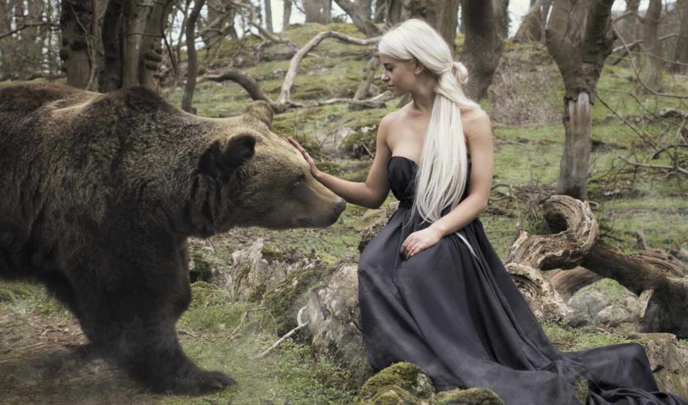 женщина, she, медведь, gratis, hitam, гаун
