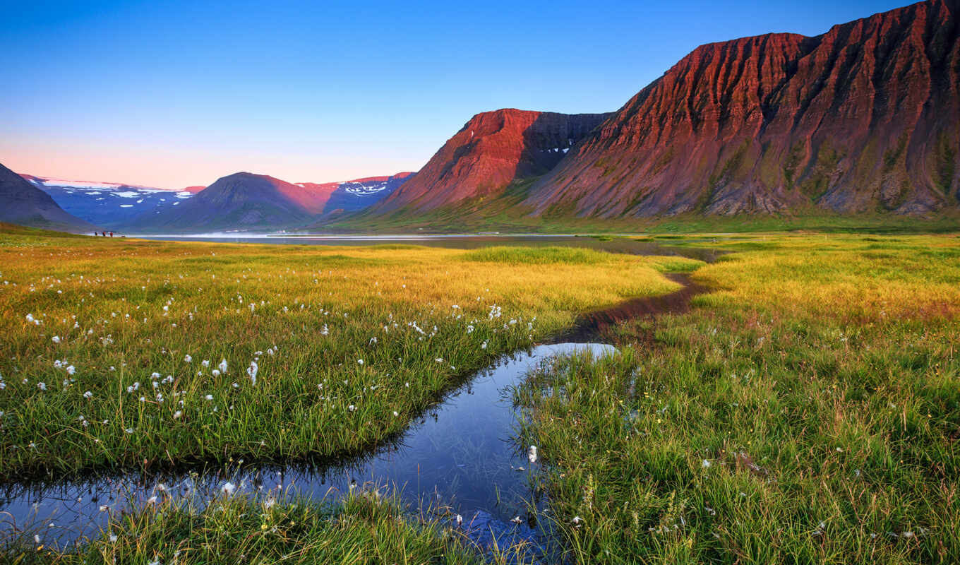nature, mountain, landscape, spring, iceland, meadow, backwater, icelandic, nature
