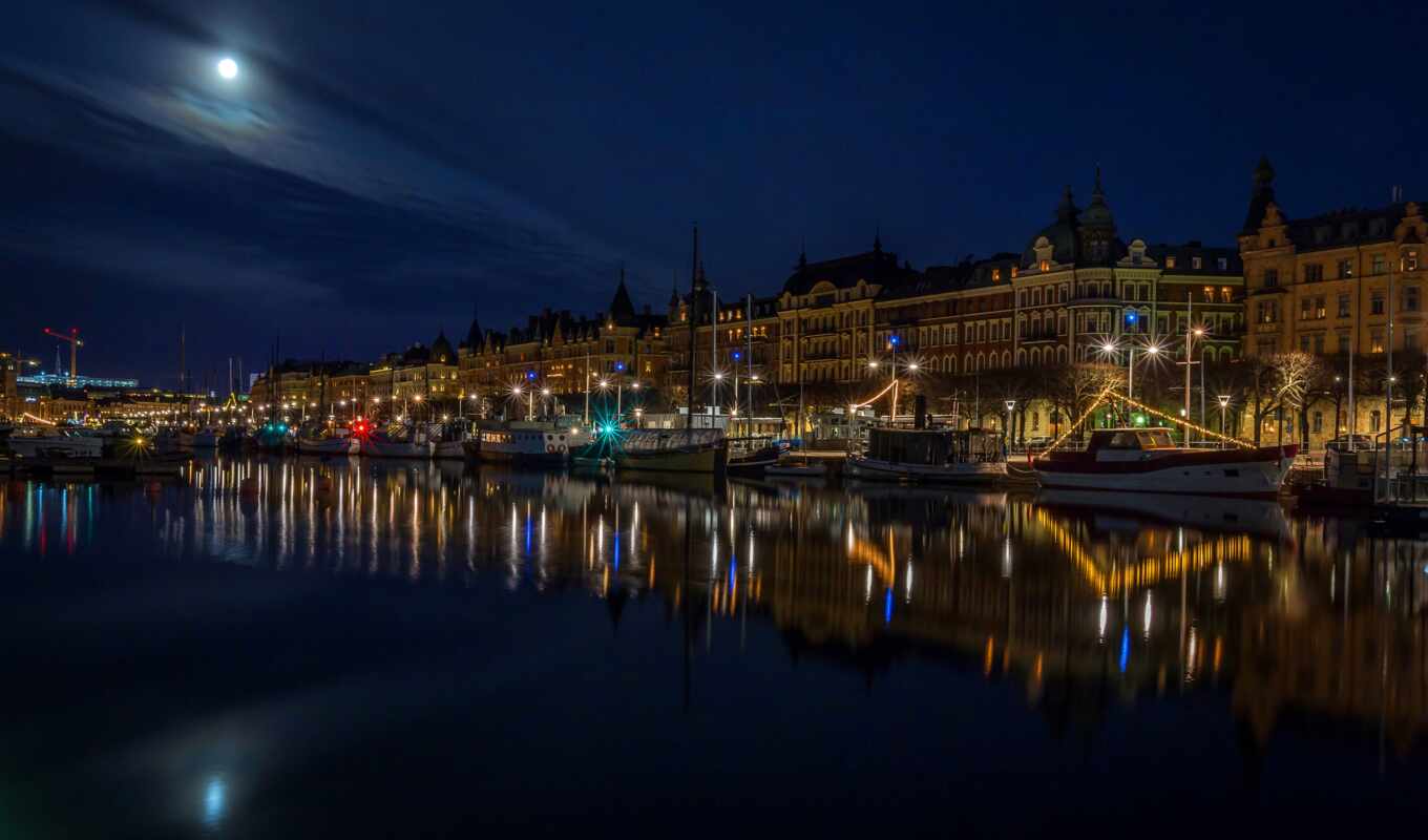 ночь, pic, река, sweden, марина, stockholm