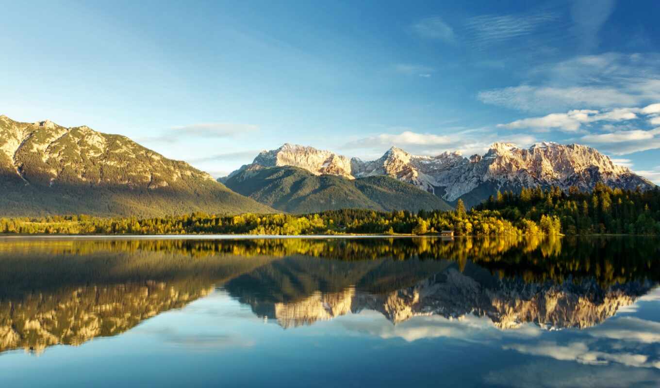 wallpaper, mountains, lake, nature, the clouds, trees, sky