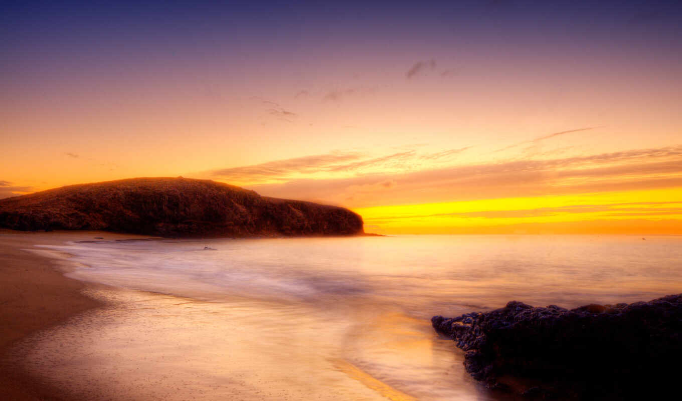 photo, desktop, with, sunset, golden, ocean