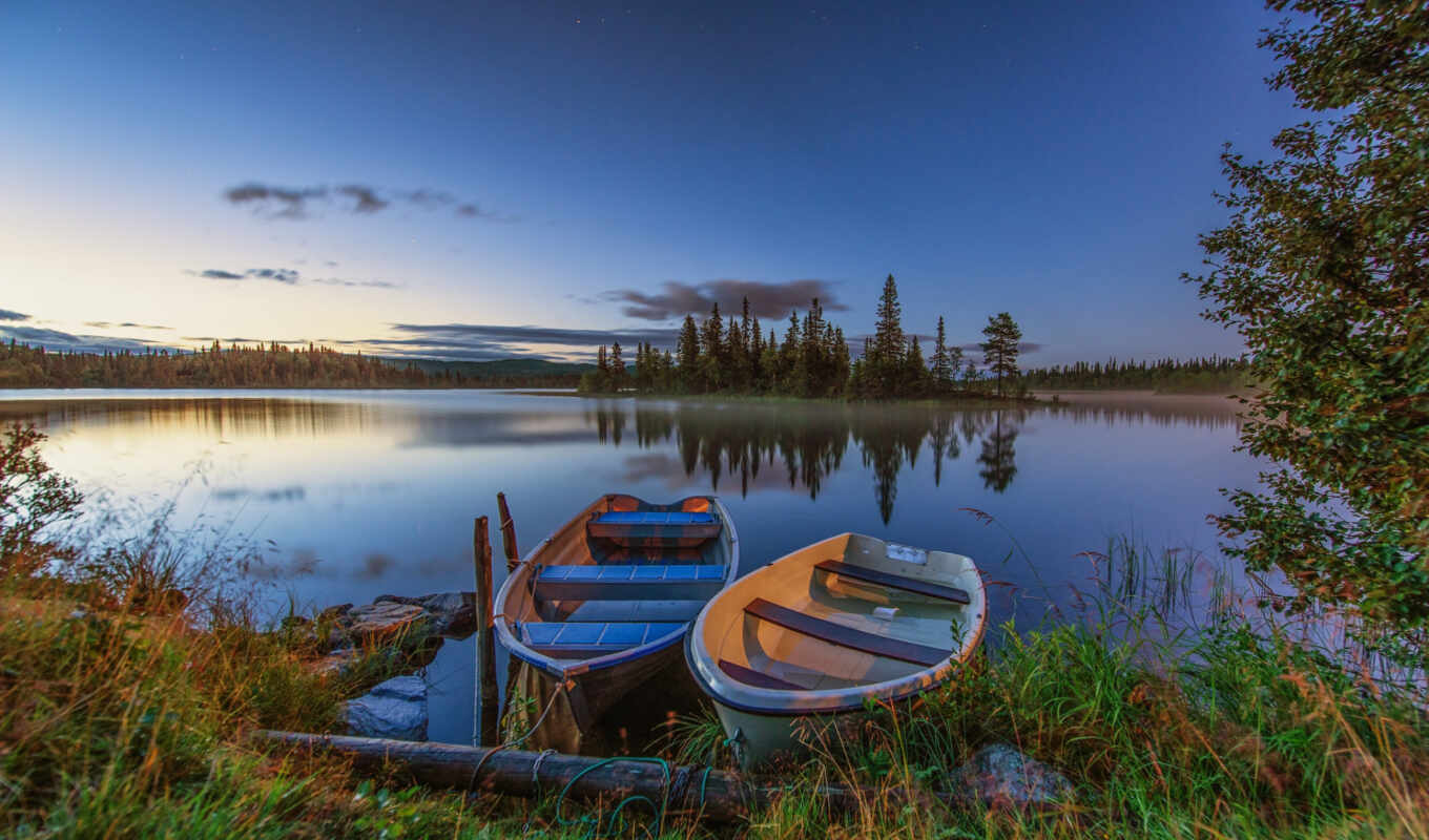 озеро, лодка, норвегия, финляндия