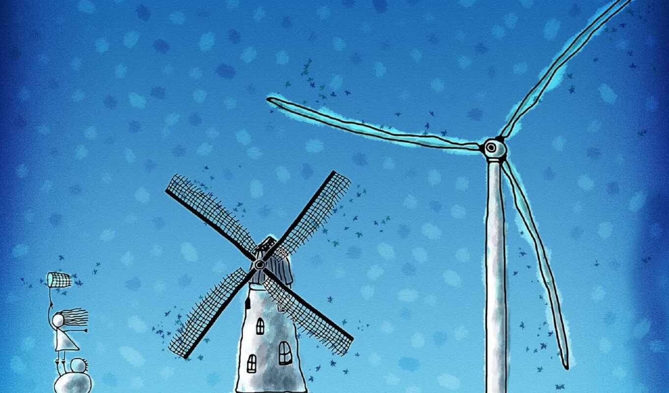 drawing, windmill