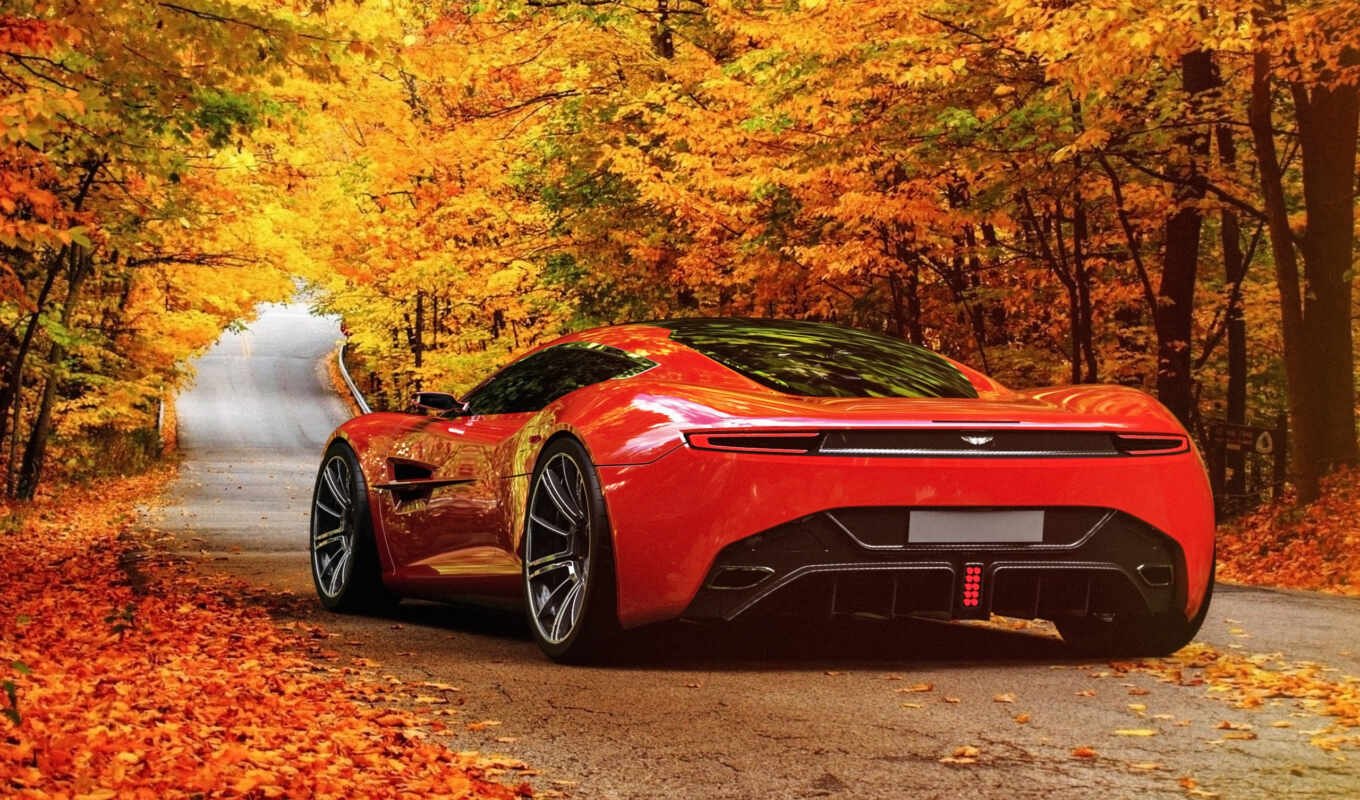 red, auto, autumn, aston, martin, sport car, dbc