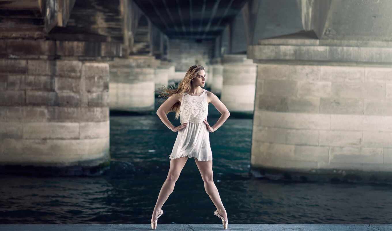 girl, Bridge, grace, dance, ballet dancer, shoe, pointe