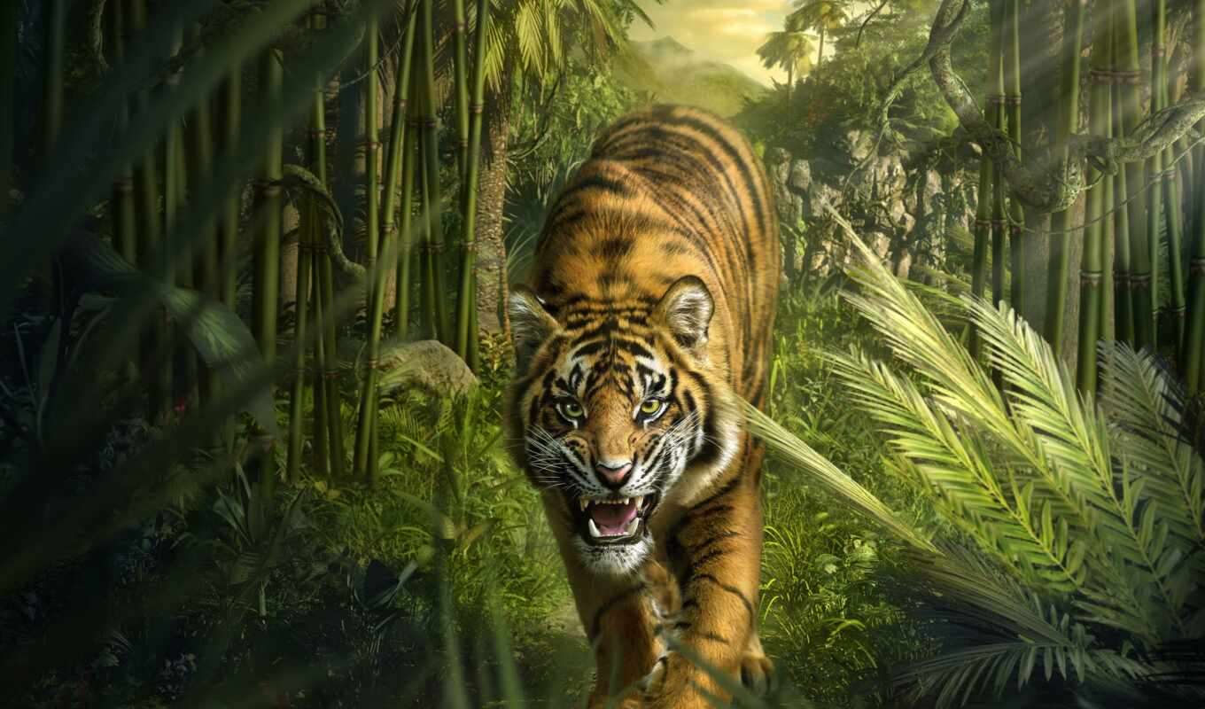 jungle, картинка, тигр, вышивка