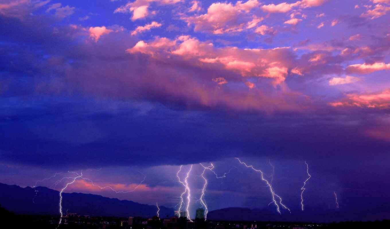 nature, photo, the storm, city, beautiful, lightning