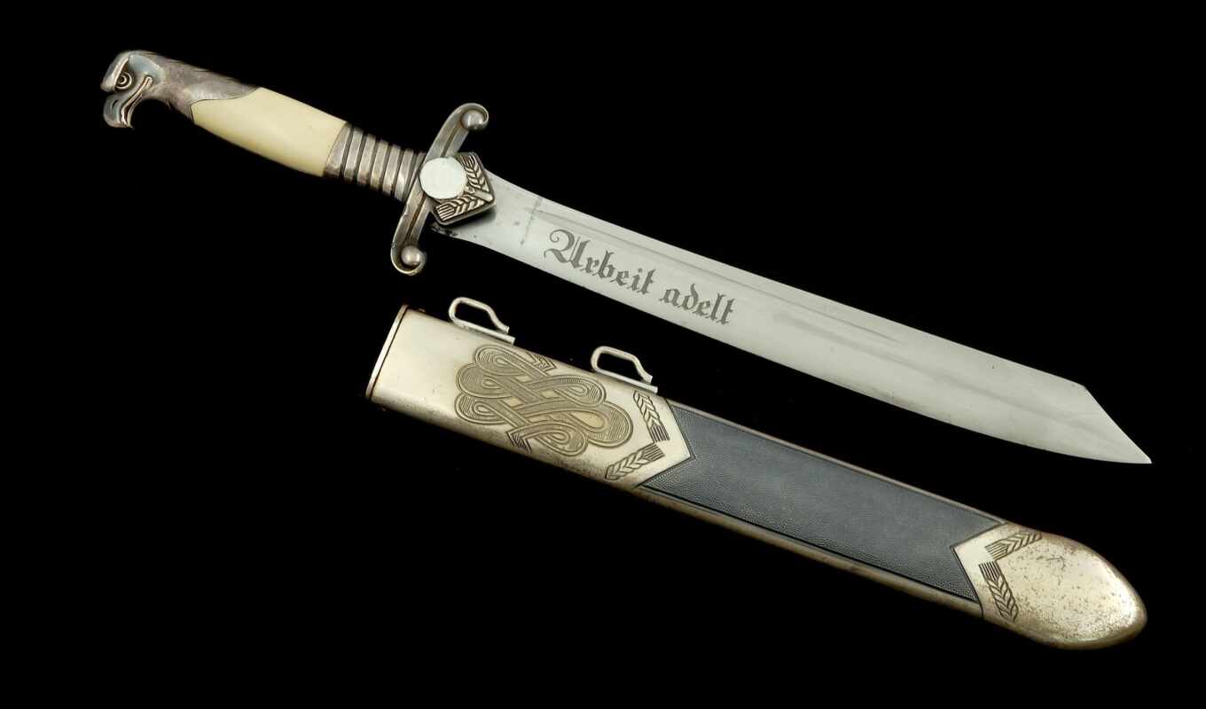 picture, picture, weapon, cold, dagger, blade, inscription, third, services, national, labor, officer 's, labour, adelt, it's fascinating, arbeit, reich, inches