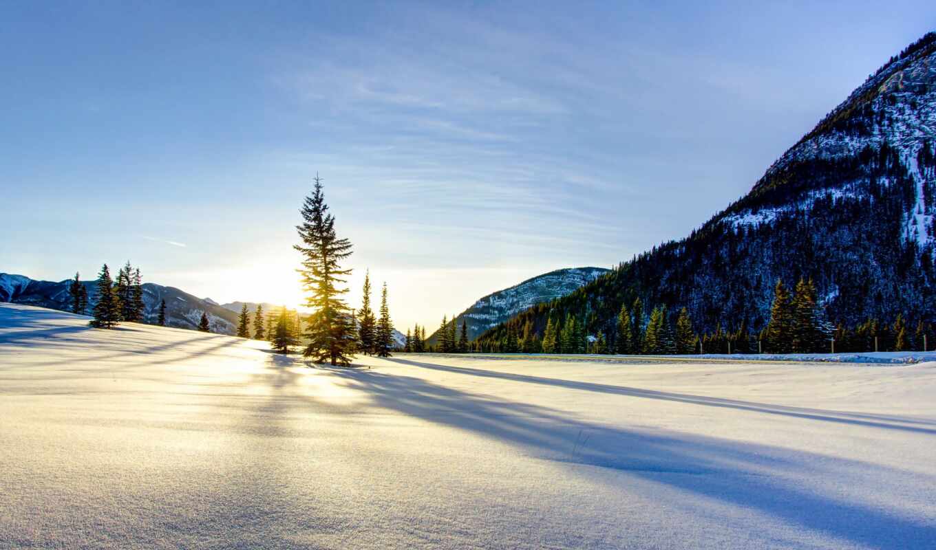 природа, пейзажи -, картинка, снег, winter, красивая, trees, горы