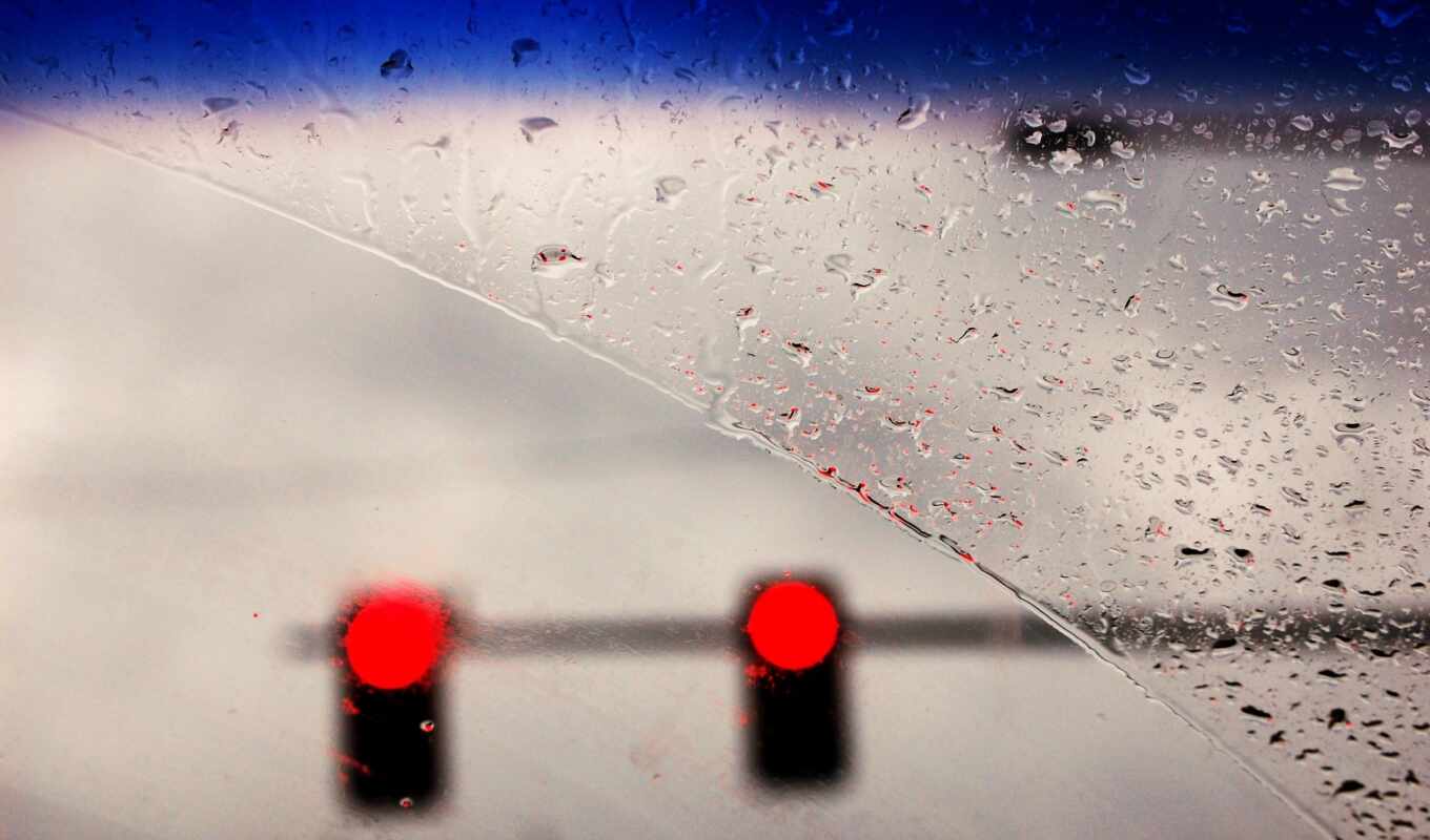 svet, glass, red, car, drops, rain, frontal, traffic lights