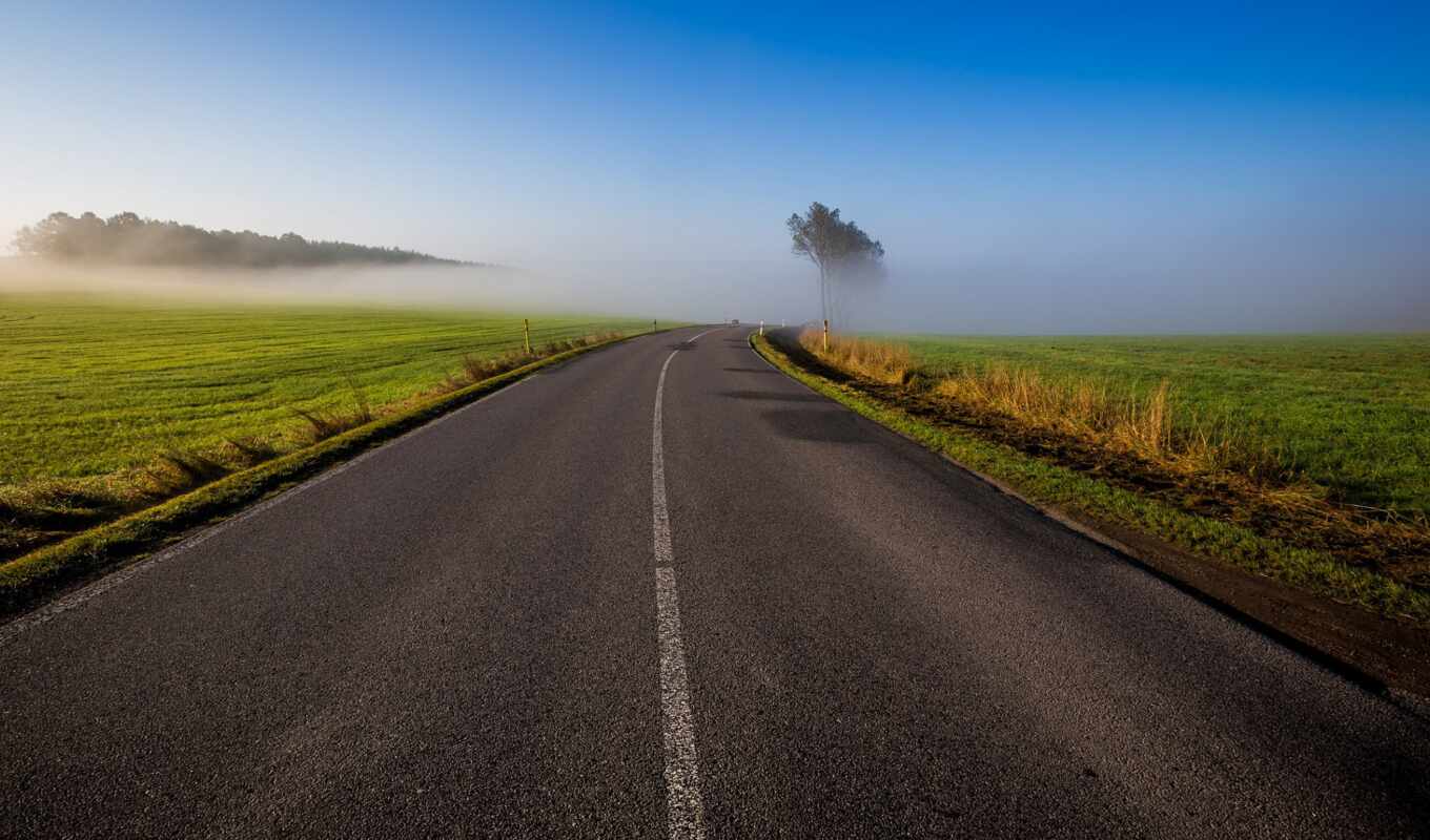sky, road, field, landscape, Germany, dirt, fog, expensive, topographic