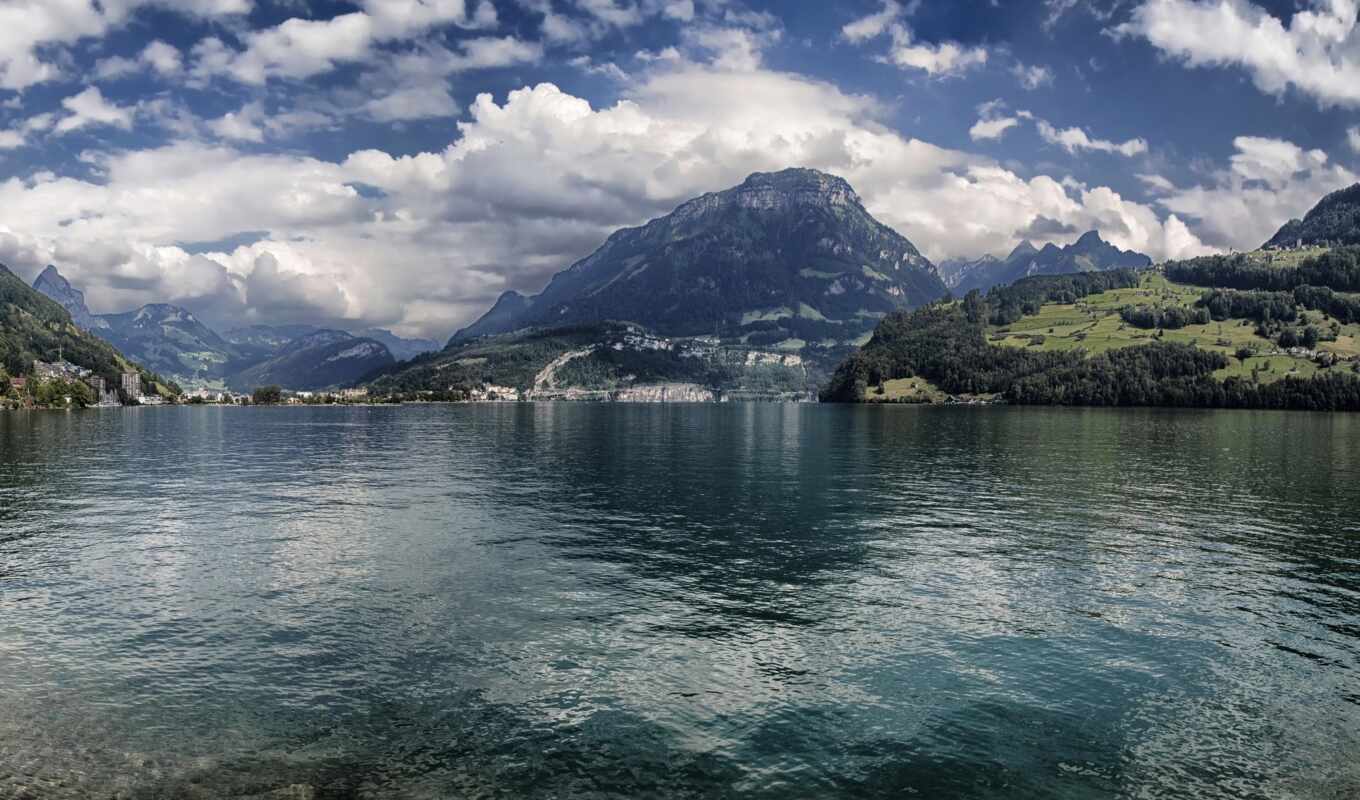 озеро, water, гора, swiss, scenery, die, швейцария, het, schwyz