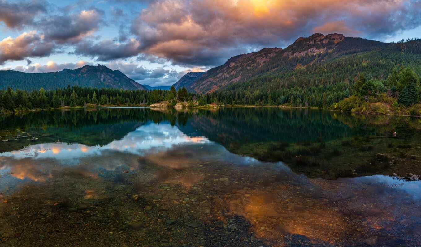 lake, sky, mac, summer, sunset, water, mountain, cloud, reflection, fore