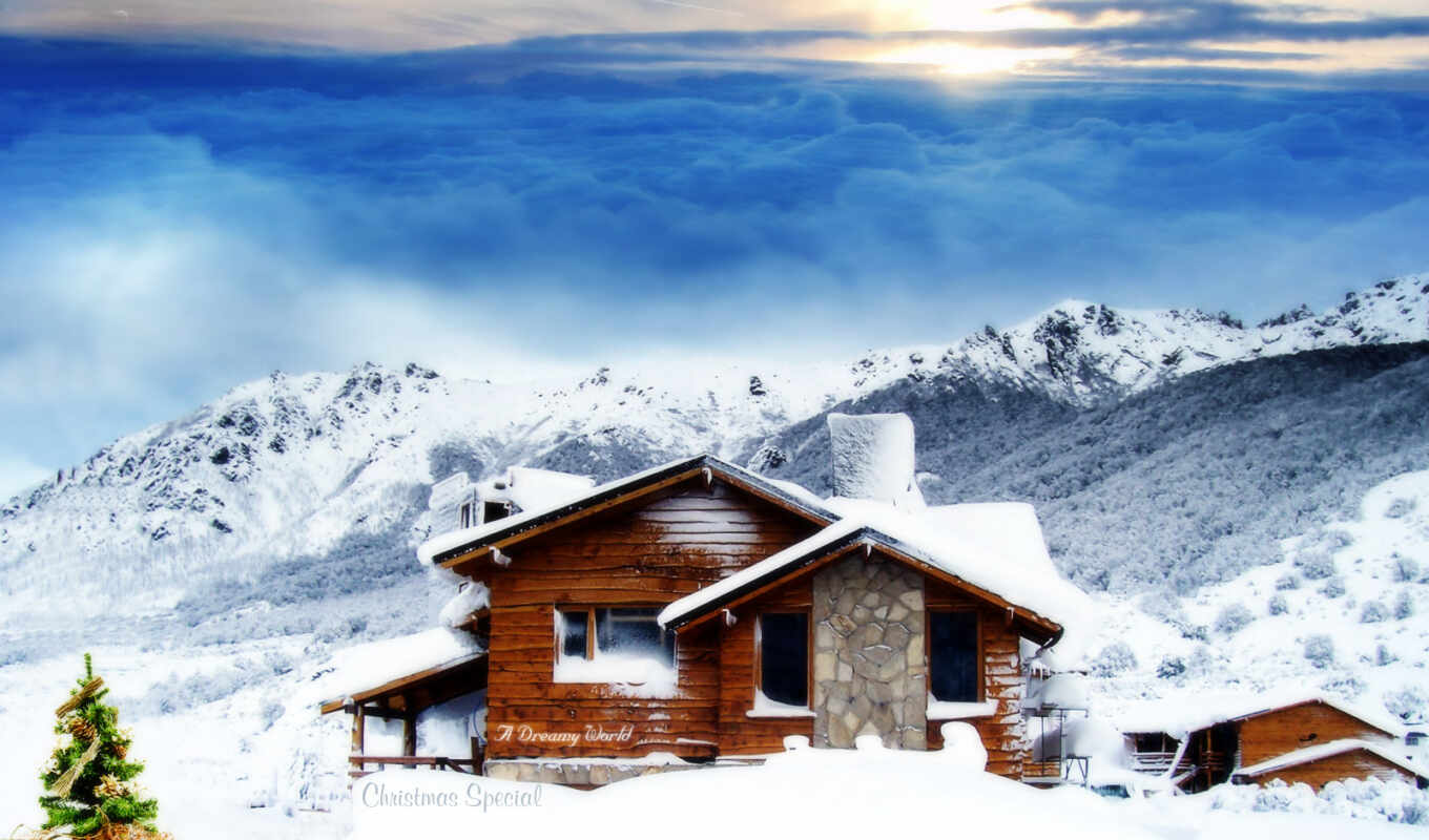 desktop, snow, winter, mountain, christmas, mountains, snowy, cottage