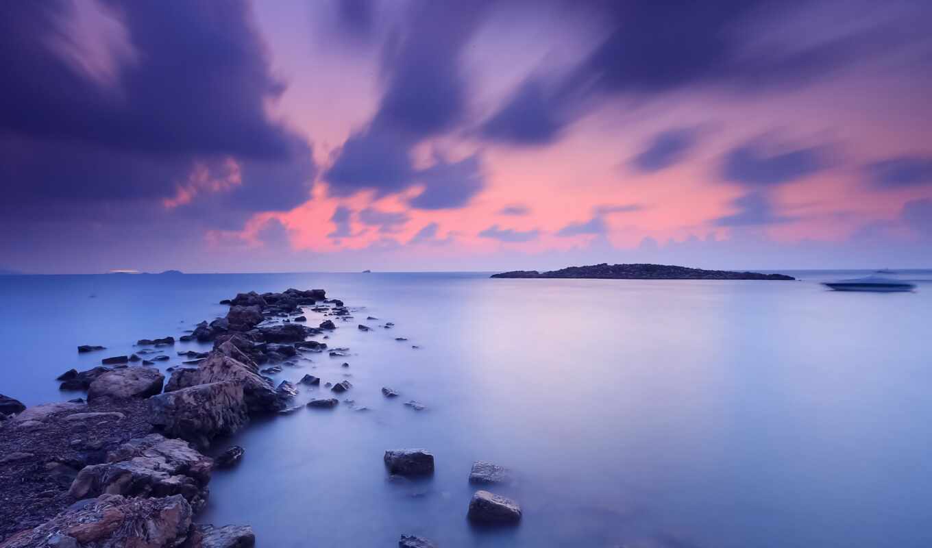 sunset, evening, sea, calmness, abrakadabra