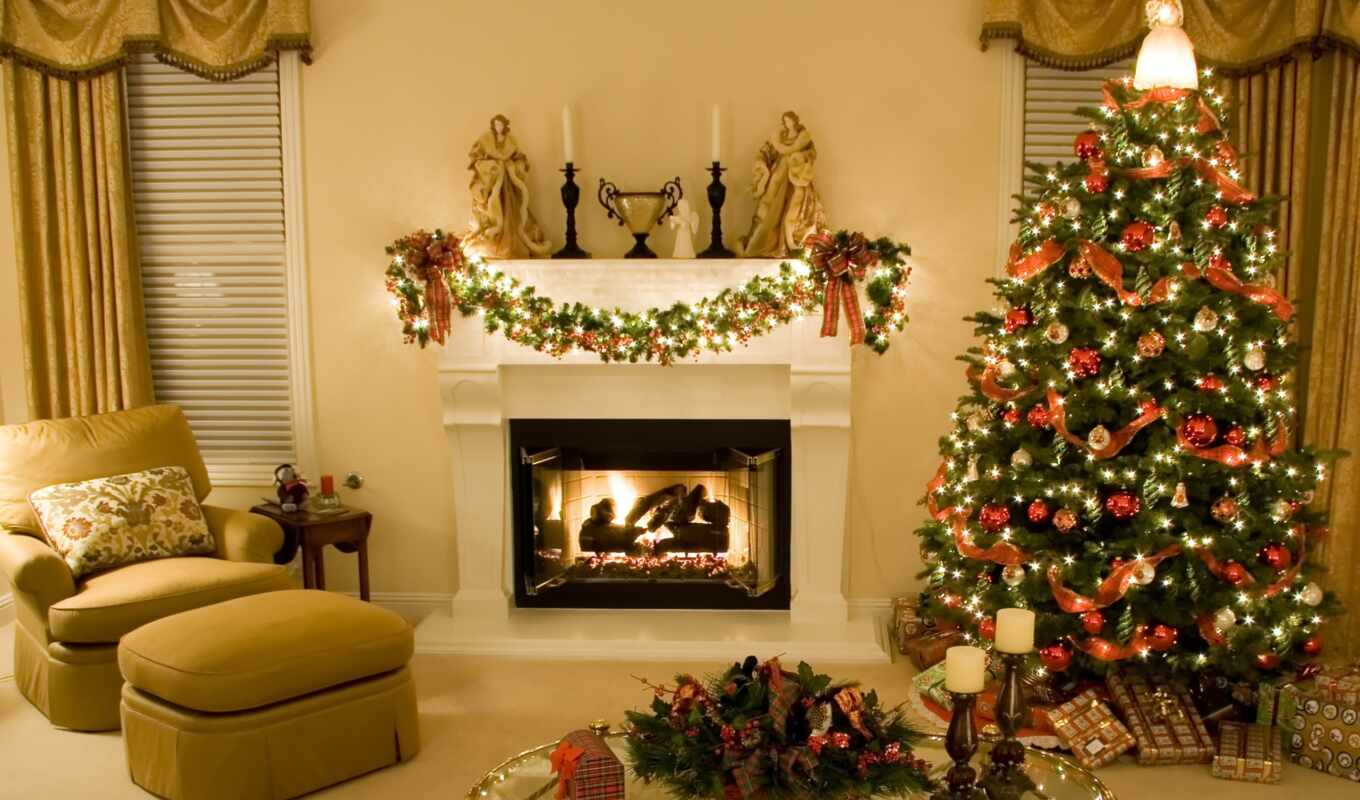 room, new, situation, year, new year, interior, new-year, decor, Christmas tree