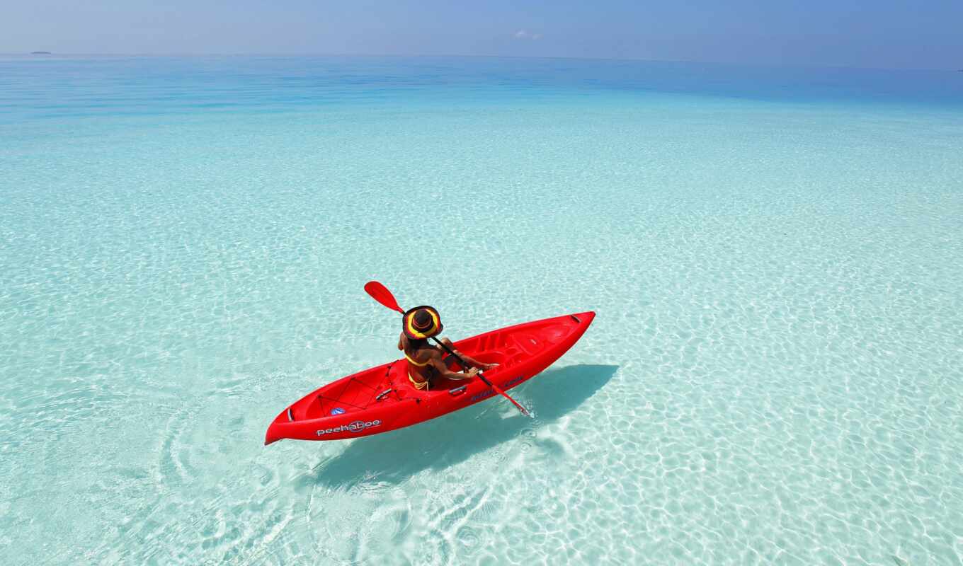 девушка, water, пляж, ocean, нота, life, kayak, убежище, kayaking