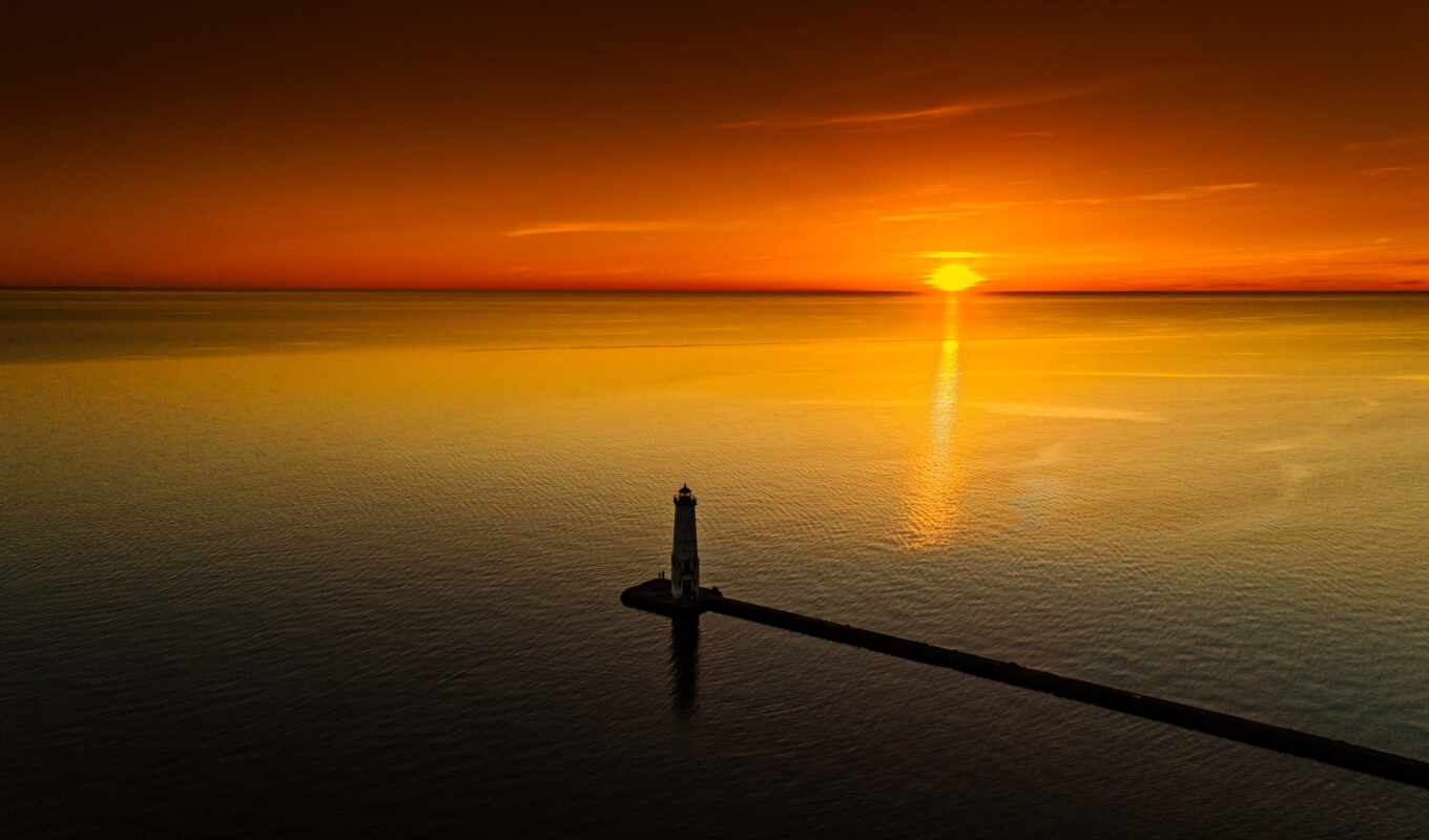 telephone, view, ipad, background, sunset, sea, lighthouse, pier, twilight, sunrise