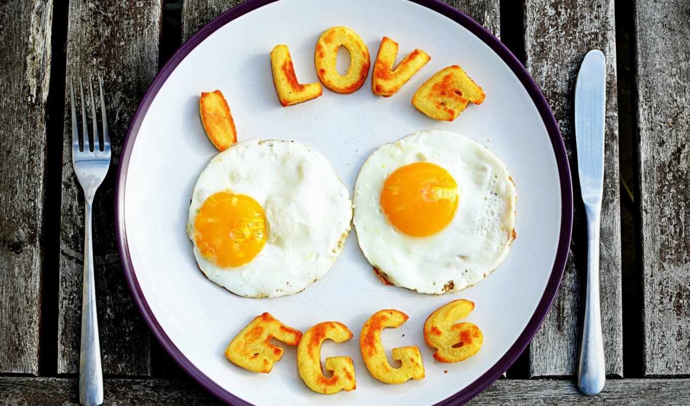 еда, надпись, eggs, нож, завтрак, fork, яйца, яичница