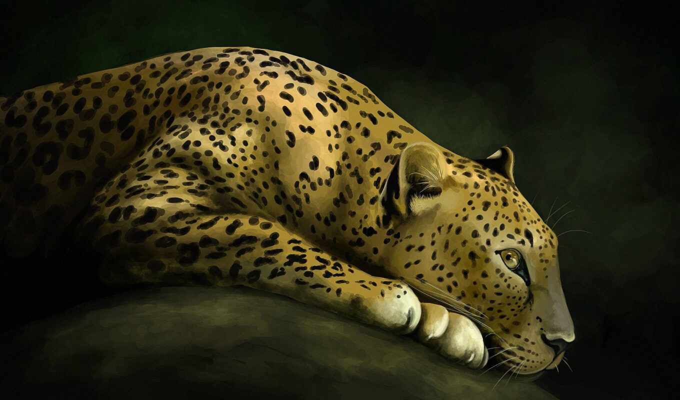 art, кот, леопард, animal, illustration