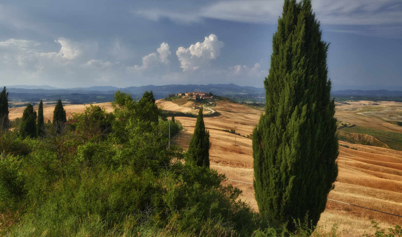 at home, road, italy, tuscany, hills